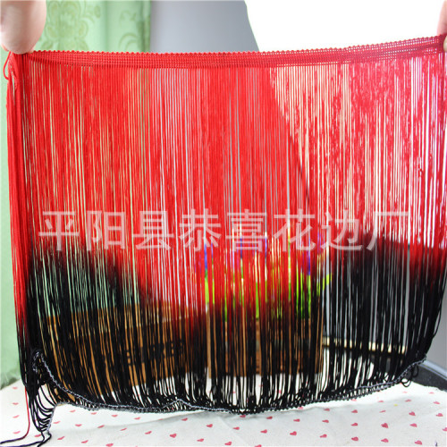 Factory Direct Sales Supply Rayon Segment Dyed Tassel Fringe Lace Two-Color in Black and Red Segment Dyed Tassel Hot Sale
