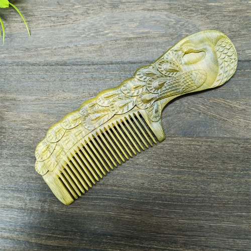 natural green sandalwood comb sandalwood peacock comb fine coarse tooth comb peach comb hairdressing comb massage comb customization