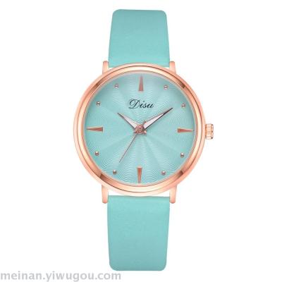 New pure color noble and fresh lady leather belt student watch