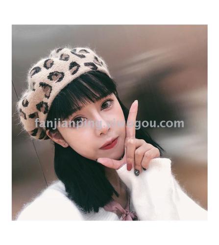 Internet Celebrity Same Style Beret Children Vintage Leopard Print Painter Cap Japanese Beret Korean Fashion Pumpkin Hat Hipster