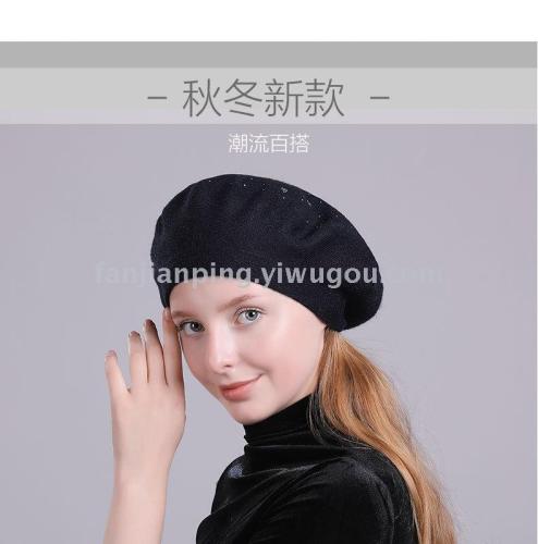 2022 new cashmere beret korean style versatile lady hat fresh mori painter hat literary hat
