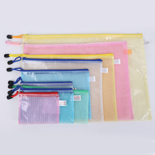 Office Supplies Mesh Bag Zipper Bag Transparent File Bag Portable PVC Paper Bag Wholesale Custom Logo