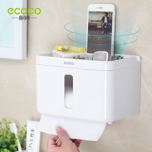 Ecoco Multi-Functional Waterproof Tissue Box Long Toilet Chart Drum Punch-Free Toilet Paper Holder Gift