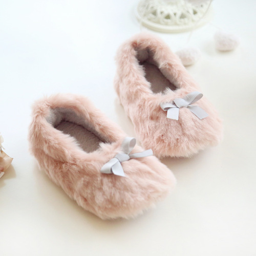 2017 Winter New Korean Style Bow Children‘s Cotton Shoes Room Inner Velvet Thermal Soft Soled Girls‘ Cotton Shoes Wholesale