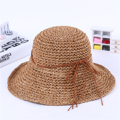 Hat lady summer sun Hat to cover the face travel joker straw Hat can be folded big eaves beach Hat