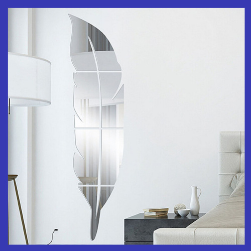 Feather Wall Sticker | Mirror Sticker | Acrylic | 3D Wall Sticker | European Hot Selling Living Room Bedroom 
