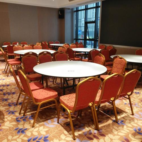 Ganzhou Star Hotel Banquet Hall Dining Table and Chair Wedding Banquet Steel Chair Restaurant Dining Table and Chair