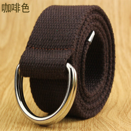 Casual Korean Style Double Ring Buckle Canvas Women Men‘s Pants Belt Factory Direct Sales