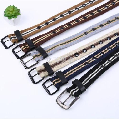 Factory Direct Sales Striped Outdoor Stripes Woven Leather Belt 