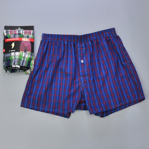 [Upolon] Pure Cotton Arrow Pants Waist Men‘s Boxers Woven Plaid Underpants Combination Underwear
