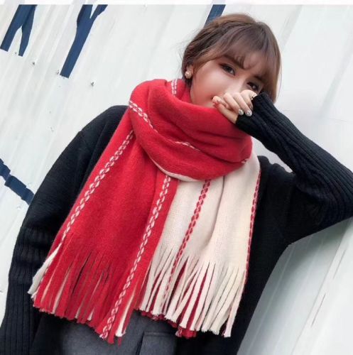 Plaid Scarf Shawl Dual-Use Korean Style Women‘s Versatile Autumn and Winter Cashmere-like Long Thick Warm Scarf Cloak 