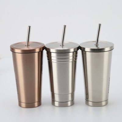 304 stainless steel double layer creative vacuum cup vertical siphon cup coffee cup daily necessities custom logo