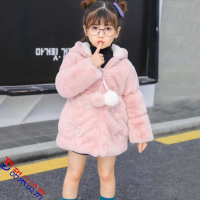 2018 autumn and winter new imitation fur warm fur fur girls red mud rabbit in the long coat children's clothing