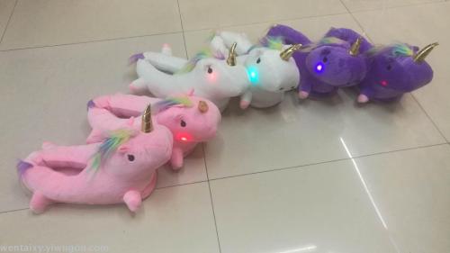 new white horse all-inclusive white angel unicorn cartoon cotton slippers with light