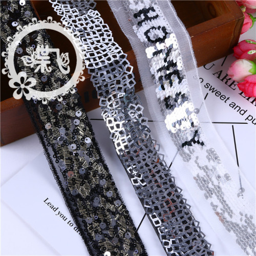 Mesh Sequins Classic Style English Letters Lamination Hollow-out Sequin Clothing Accessories Embroidery Lace in Stock