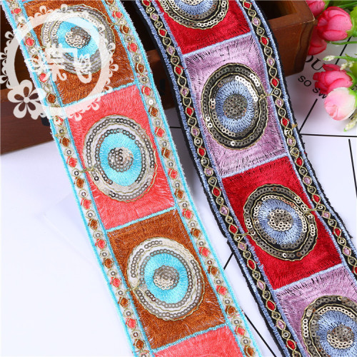 Oval Stitching Ethnic Embroidery Lace High-End Curtain Chair Back Ethnic Clothing Accessory Laces Spot