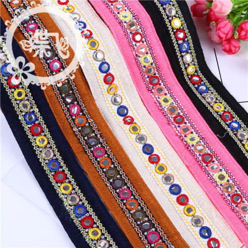 high-end embroidery mirror tassel lace diy ethnic style clothing accessories ribbon shoes coat and hat accessories lace