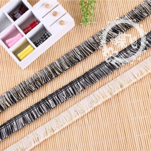 2cm White Cotton Yarn Tassel Lace Black and White plus Gold Fringe Polyester Flat Hair Accessories Clothing Shoes Accessories