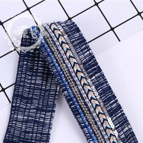 New Shoe Material Belt Knitted Belt Lace Spot Blue Bead Diamond Braid Lace Clothing Accessories Special Ribbon