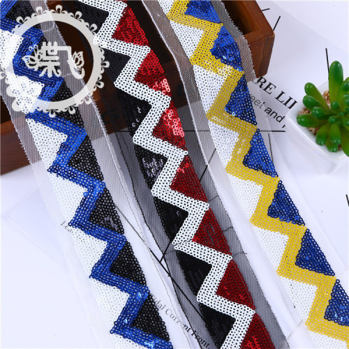 Cross-Border Special Accessories for Triangle Sequin Beads Embroidery Lace DIY Vintage Ethnic Style Shoes Clothing Accessories