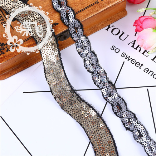 Ethnic Wave Sequin 8-Word Sequined Embroidery Lace Clothing Accessory Laces Factory Direct Sales Spot Supply