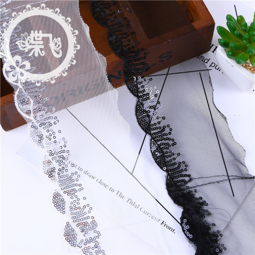 Mesh Wave Sequined Beads Embroidery Lace High-End Noble Dress Princess Dress Clothing Accessories spot Goods