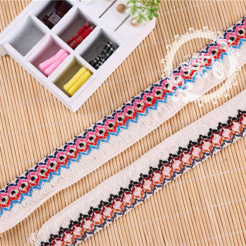 high-grade cotton ethnic style lace tassel embroidered ribbon tassel decoration diy accessories thick tassel ribbon