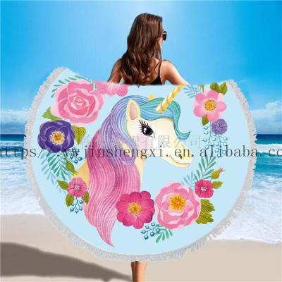 Tassel super round beach cushion yoga mat beach rug.