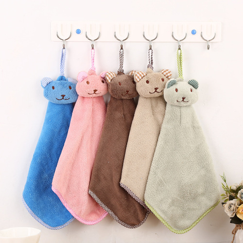 Cartoon Frog Hand Towel Coral Velvet Rag Hanging Small Square Towel Household Suction Washing Towel