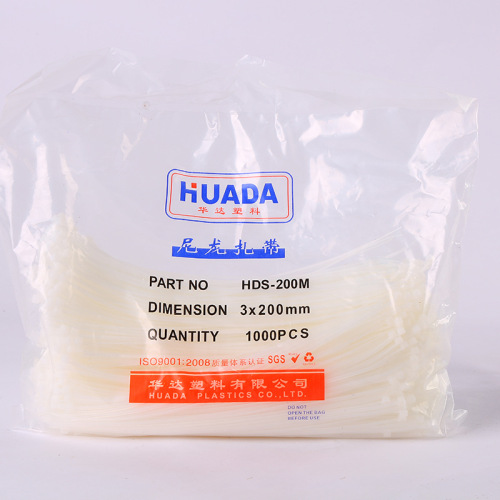Huada Black and White Nylon Cable Tie Wholesale Factory Sign Label Nylon Cable Tie Self-Locking Cable Tie Tag Cable Tie