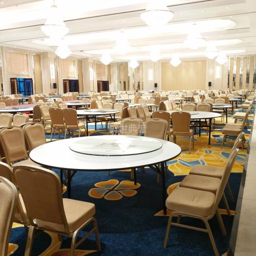 Shanghai Resort Hotel Banquet Hall Furniture Wedding Banquet Aluminum Alloy Dining Table and Chair Star Hotel Banquet Chair 