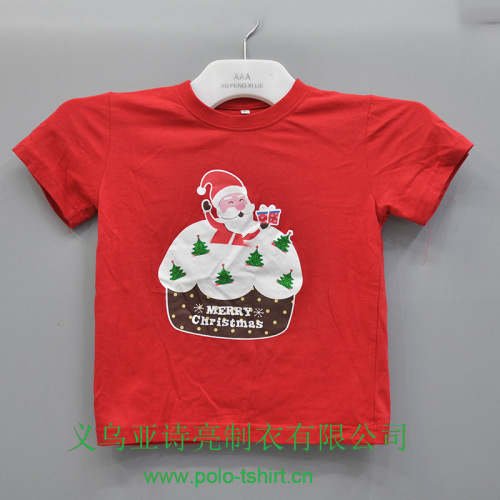 summer cotton short sleeve cartoon cute reindeer printed christmas t-shirt advertising shirt t-shirt customization
