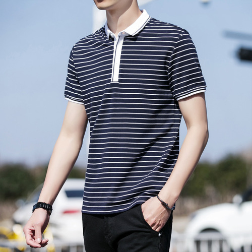 2018 Korean Summer New Fashion Brand Men‘s Slim Striped Cotton Men‘s Short-Sleeved Casual Polo Shirt