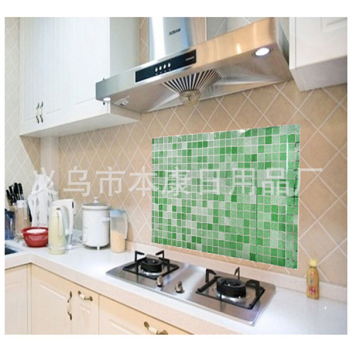 mosaic kitchen oil-proof wall sticker adhesive high temperature resistant aluminum foil paper cut-out oil-proof smoke-proof sticker