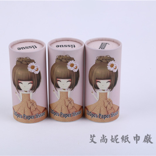 Barrel Advertising Paper Extraction Customized Printable Logo Box Napkin Customized Advertising Cylinder Car Tissue Customized