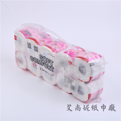 Roll Paper Toilet Paper Household 10-Core Roll Paper Hand Toilet Tissue Family Pack