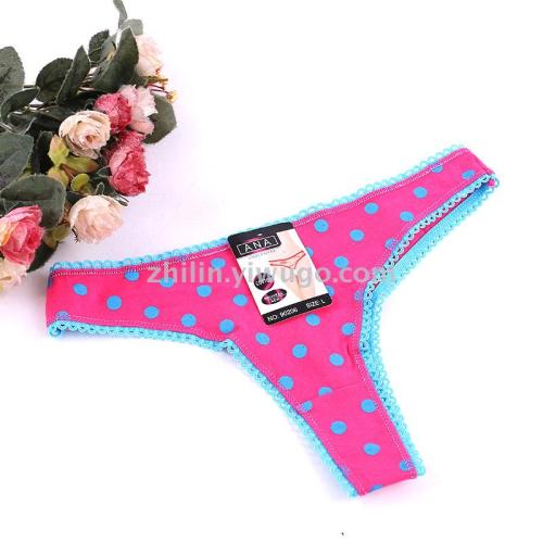 Foreign Trade Women‘s Underwear Fashion Sexy Cotton Thong Spot Passion T Pants Dot Panties