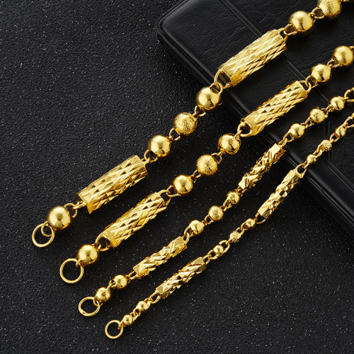 guangdong supply vietnam sand gold round hexagonal column buddha beaded necklace men‘s domineering thick european coins gold necklace jewelry