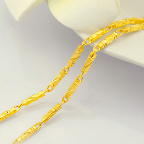 Popular 2.5mm Short Hexagonal Necklace Car Flower Plated Real Gold Color Retention Men‘s Necklace Anti-Allergy for a Long Time No Fading Necklace 