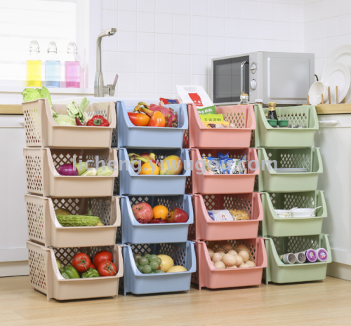 Kitchen Rack Three-Layer Plastic Vegetable and Fruit Storage Basket sundries Storage Rack Organizing Rack