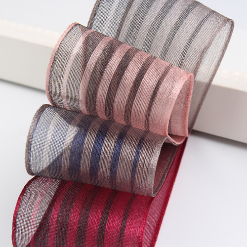 dingxin ribbon two-color gradient striped snow yarn ribbon bow handmade diy hair accessories material cake ribbon