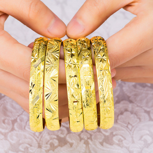 wholesale Korean Jewelry Ornament Euro Gold 10mm Buckle Women‘s Fashion Bracelet Frosted Starry Sand Gold Wide Bracelet