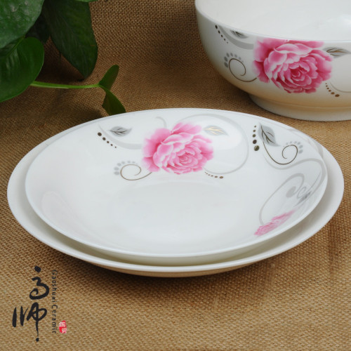 7-inch/8-inch deep soup plate vegetable plate fruit plate glazed rose plate for supermarket