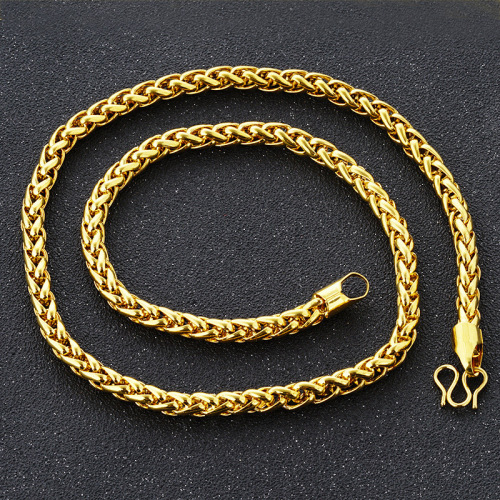popular vietnam sand gold 6mm wheat chain men‘s domineering fashion necklace gold-plated color-preserving jewelry fire gold wholesale