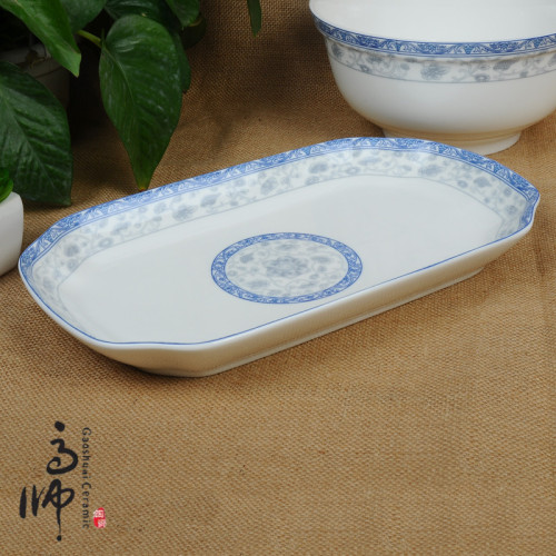 12-inch rectangular fish plate glazed ceramic dish abalone plate bone china tableware