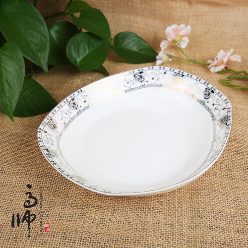 8-Inch Boat-Shaped Plate Origin Supply Bone China Dish Eternal Rose Ceramic Hotel Tableware