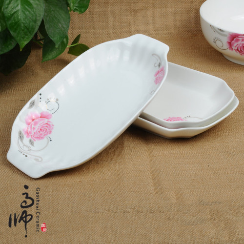 Hotel Ceramic Printing Glazed Color Fish Plate Flower Plate Ceramic Tableware Spot Supply Wholesale