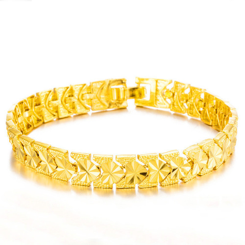 8mm Bracelet Women‘s Japanese and Korean Alluvial Gold Non-Fading Heart-Shaped Watch Chain Vietnam Placer Gold Alluvial Gold 24K Gold-Plated Jewelry European Gold