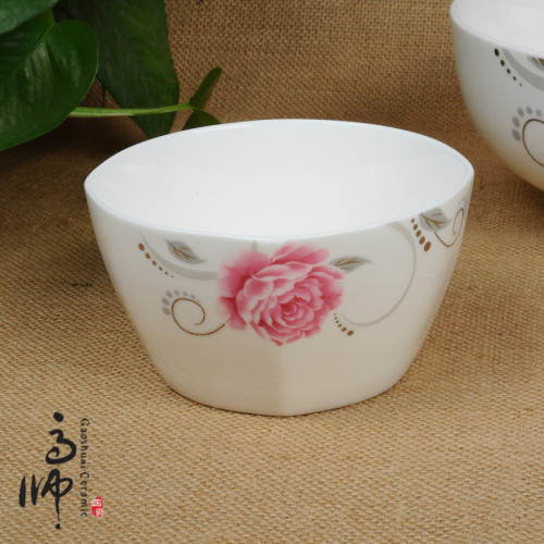 Promotional Gifts European-Style Kitchen 4-5-Inch Bone China Tableware Ceramic Bowl New Peony Soup Bowl Factory Wholesale 