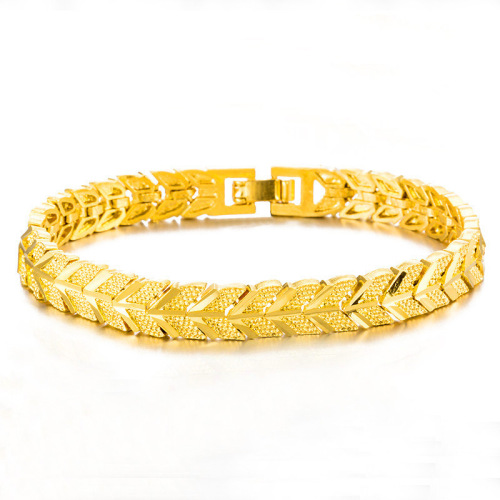 ear love 8mm exquisite arrow pattern gold plated bracelet men‘s korean fashion hipster sand gold boyfriend gift